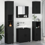 VidaXL Set de mobilier pentru baie cu ușă 5 pcs Negru 61 x 35 x 64 cm 3392984