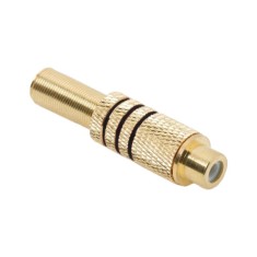 Mufa RCA mama metal aurit cablu 6mm inel negru