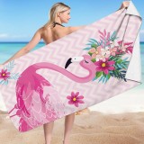 Prosop pentru plaja, dreptunghiular, 150x70 cm, model roz flamingo, REC54WZ13