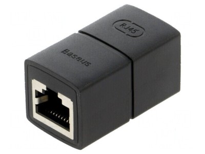 Cuplor RJ45 negru 1:1 soclu dublu foto