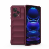 Husa pentru xiaomi redmi note 12 pro 5g, antisoc, margini cu striatii, design minimalist, bordeaux