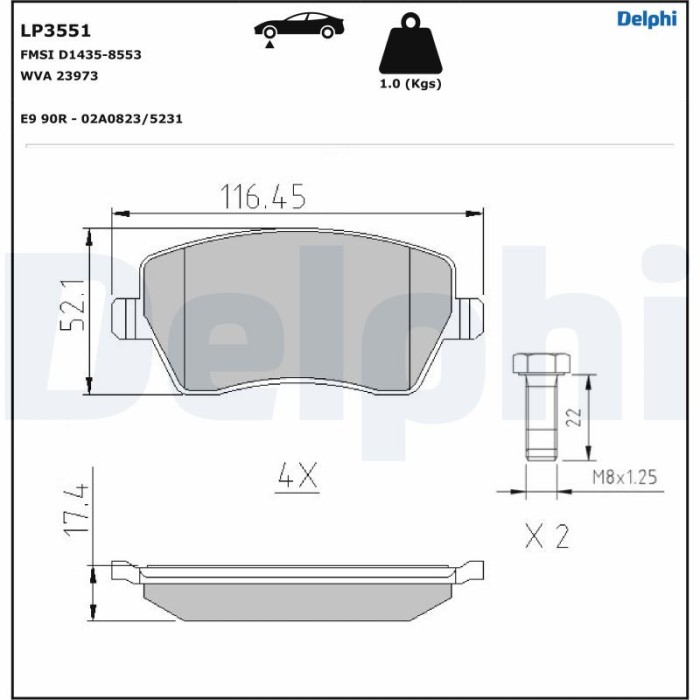 DELPHI LP3551 set placute frana,frana disc
