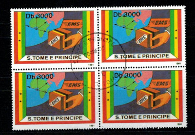Sao Tome 1991 - expres stamp, bloc de 4 stampilat foto