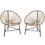 Outsunny Set de 2 Scaune Acapulco din Ratan, Structură din Oțel, pentru Balcon și Verandă | Aosom Romania