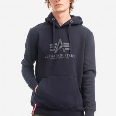 Alpha Industries bluză Basic Hoody bărbați, culoarea bleumarin, cu glugă, cu imprimeu 178312.07-navy