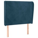 Cumpara ieftin Tablie pat cu aripioare albastru inchis 93x23x118/128cm catifea