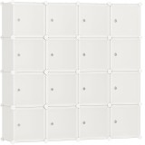 SONGMICS Dulap modular cu 16 cuburi si usi, cadru metalic, asamblare usoara, 123x123x31 cm, crem Household NewTrend