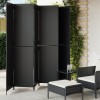 Separator cameră vidaXL, 6 panouri, poliratan negru, 294x200cm, paravan decorativ pliabil, interior/exterior