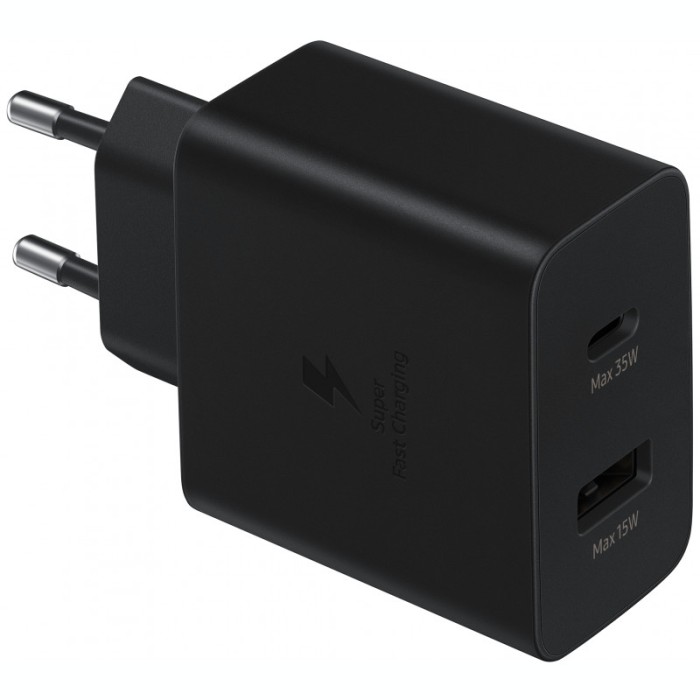 Incarcator Retea USB Samsung Galaxy A52 5G, Fast Charge, 35W, 1 X USB - 1 X USB Tip-C, Negru EP-TA220NBEGEU