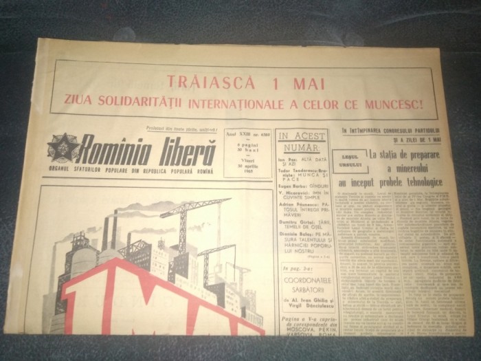 ZIARUL ROMANIA LIBERA 30 APRILIE 1965