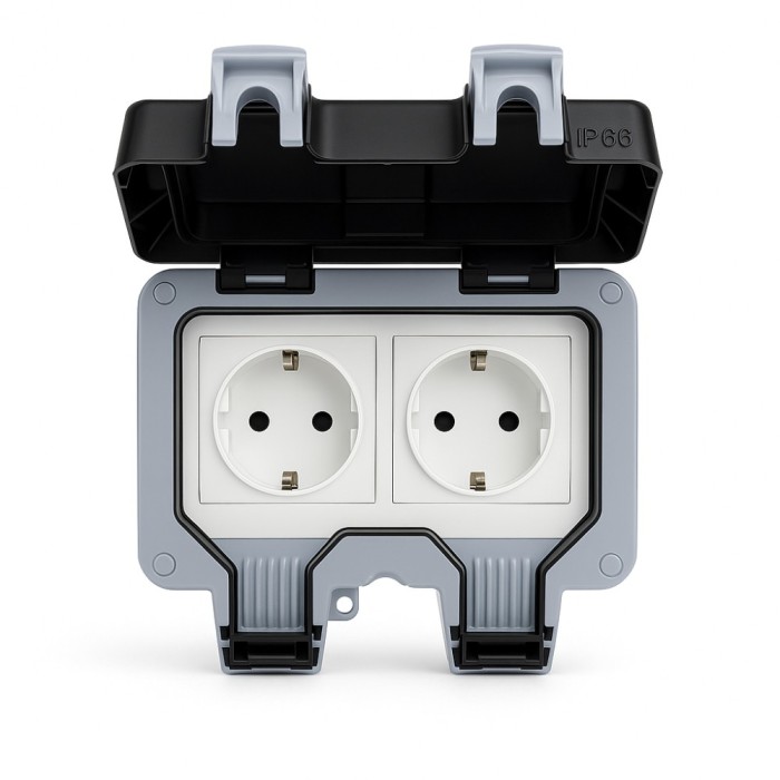 Priza de exterior ip66 schuko aplicata, impermeabila