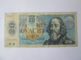 Slovacia 20 Korun 1993 cu timbru pe 20 Korun 1988 Cehoslovacia
