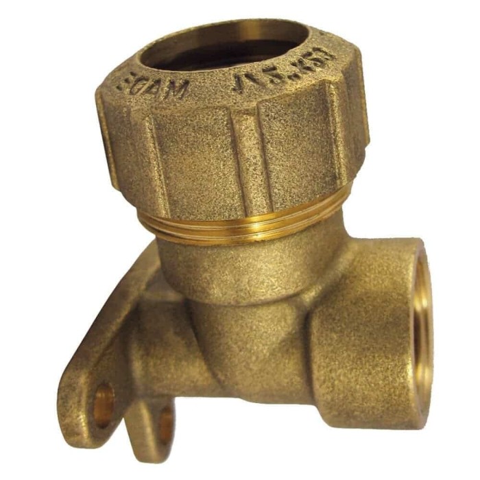 Racord țeavă PE alamă 90&deg; suport perete IG 32x1&quot;