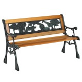 Cumpara ieftin Banca de gradina pentru copii din fier negru si lemn natur NADAZA 82x40x46 cm
