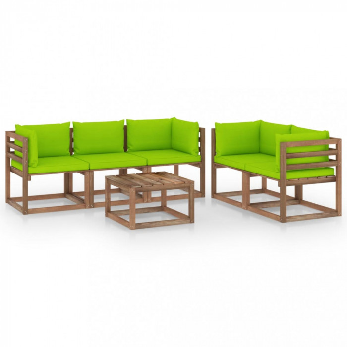Set mobilier de gradina cu perne verde aprins, 6 piese GartenMobel Dekor