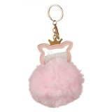 Breloc Pompon, Purceluș cu Coroniță, Culoare Roz, Dimensiune 10cm, Oem