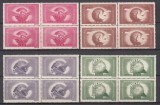 ROMANIA 1945 LP 186 CONFERINTA SINDICALA MONDIALA PARIS SERIA IN BLOC DE 4 TIMBRE STARE MNH