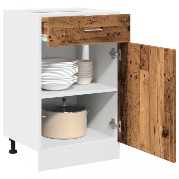 Gossi dulap inferior cu sertar lemn vechi 50x46x81,5cm lemn prelucrat