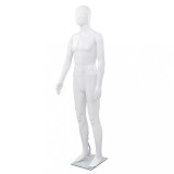 VidaXL Corp manechin masculin, cu suport din sticlă, alb lucios 185 cm