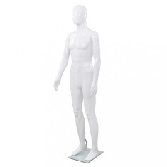 vidaXL Corp manechin masculin, cu suport din sticlă, alb lucios 185 cm
