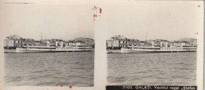 Fotografie stereoscopica-Galati,Yachtul regal &amp;quot;Stefan cel Mare&amp;quot; foto