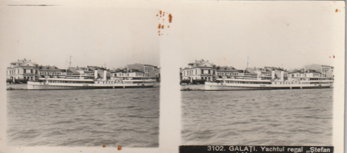 Fotografie stereoscopica-Galati,Yachtul regal &quot;Stefan cel Mare&quot;