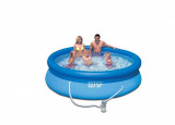Piscina Gonflabila Familie Copii 305 x 76cm Rotunda + Pompa Filtrare si Umflare, Curte Gradina Relaxare