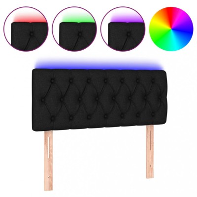Tablie de pat cu LED, negru, 100x7x78/88 cm, textil foto