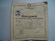 Diploma de absolvire a scolii profesionale, prelucrator prin aschiere, 1986