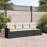 VidaXL Set mobilier de grădină cu perne, 4 piese, negru, poliratan