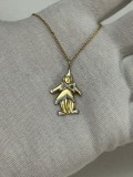 LANT + PANDANTIV AUR 14K - CLOWN Mobil + Diamant + Safir - Vintage - 5.2g !