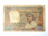 Rara! Republica Malgasa/Madagascar 50 Francs 1969,bancnota din imagini