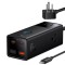 Baseus - Wall Charger PowerCombo Digital PowerStrip (PSLA020101) - 3xAC, 2xUSB, 2xType-C, 65W with Cable Type-C 100W - Black