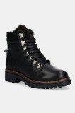 Barbour bocanci de piele Bamburgh culoarea negru, cu toc plat, LFO0770BK51