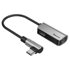 Adaptor Baseus, Audio Converter L45, USB-C to USB-C to Jack 3,5 mm, Argintiu foto