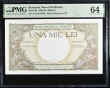 1000 lei 1938 PMG64 UNc bancnota gradata