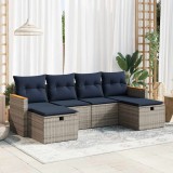 vidaXL Set mobilier grădină cu perne, 6 piese, gri, poliratan 3325946