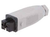 Conector dreptunghiular 2 pini IP54 cositorit mamă