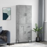 vidaXL Dulap &icirc;nalt, gri beton, 69,5x34x180, lemn compozit