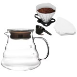 Set 4 piese, Cafeaua perfecta, din Sticla si plastic, Carafa, filtru de cafea, cupa dozatoare,, Oem