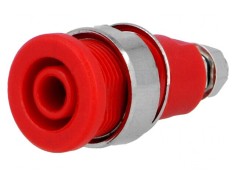 Soclu Banană 4mm 32A Roșu Nichelat Panou