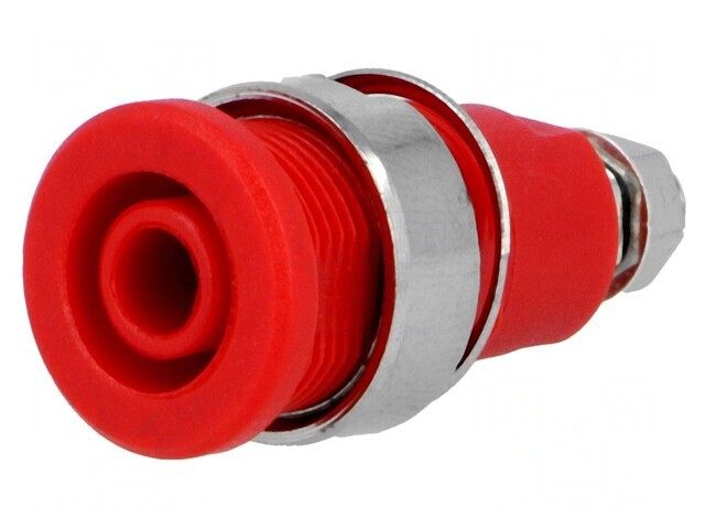 Soclu Banană 4mm 32A Roșu Nichelat Panou