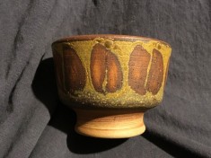 Arta / Vintage - Bol , Vaza din gresie realizata manual si decorata manual de Rutebo Leksand anii 60 - 70 design Rut Carla / Suedia !