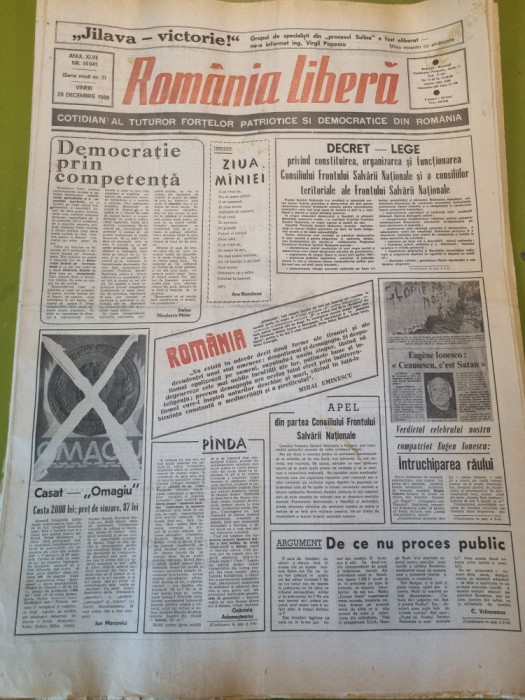 romania libera 29 decembrie 1989 - revolutia romana