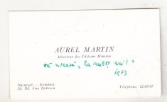 bnk div Carte de vizita cu felicitare olografa - Aurel Martin
