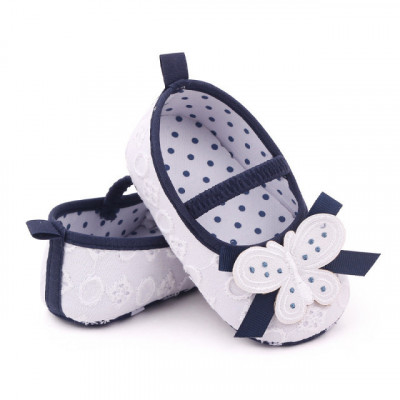 Pantofiori albi cu bleumarine - Butterfly (Marime Disponibila: 9-12 luni foto