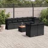 Gossi set mobilier de gradina cu perne, 9 piese, negru, poliratan