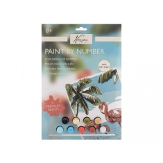 Set creativ, Pictura pe numere cu 9 culori acrilice incluse, model flamingo, Nassau