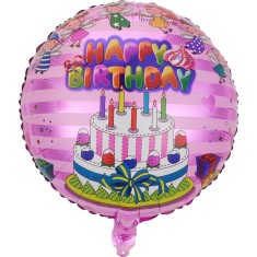 Balon din folie metalizata, flippy, figurine, model 1, happy birthday, tematica aniversare, 45 cm, ambalaj individual, pai inclus, umflare cu aer sau