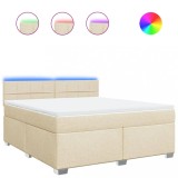 Cumpara ieftin Pat continental cu saltea, crem, 180x200 cm, textil